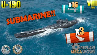 Submarine U-190 3 Kills & 119k Damage | World of Warships Gameplay 4k