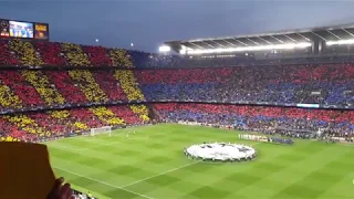 ESPECTACULAR! El Camp Nou CANTA A CAPELA el himno del Barcelona ante el Liverpool