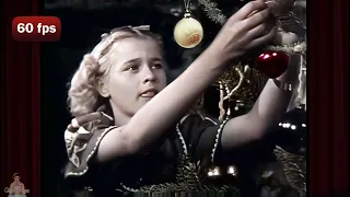 Decorating a Vintage Christmas Tree in the 1940s - AI Colorized