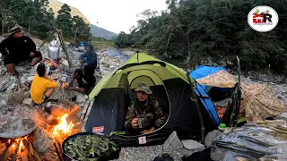 24 Hours Night Camping Near River For Fishing, Cooking Buff Meat Soup, Rice & Fish Fry For Dinner