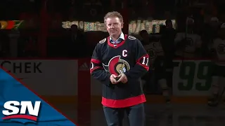 Daniel Alfredsson Comes Out For The Puck Drop And Gets A Standing Ovation From Senators Fans