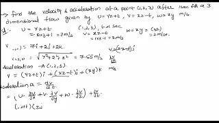 problem on fluid in motion   velocity and acceleration