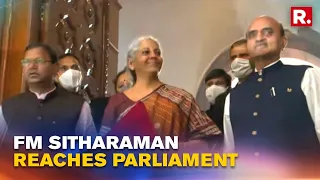 Union Budget 2022: FM Nirmala Sitharaman Arrives At Parliament After Meeting President