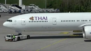 Thai Airways Boeing 777-300ER [HS-TKQ] massive engine start at Zurich Airport