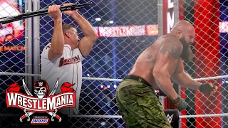 Strowman launches McMahon off the Steel Cage: WrestleMania 37 – Night 1 (WWE Network Exclusive)