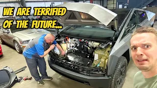 TEARING APART my Tesla Cybertruck made my mechanic want to RETIRE!!! And we found something BROKEN?