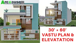 30x60 House Design 3D | 1800 Sqft | 200 Gaj | 5 BHK | Modern Design | ArcHouse | 9x18 Meters