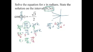 Trig solve cos(3x)=-sqrt(3)/2