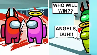 ANGELS vs DEMONS in AMONG US with Jelly, Iamsanna and Dino (Roblox)