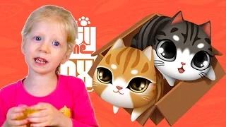 Играем в игру kitty in the box милая игра про Маленьких КОТЯТ Милана и папа играют от Family Box