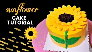 How to Make a Sunflower Cake Using Whipped Cream | 2 Ways Decorating Tutorial for Beginners