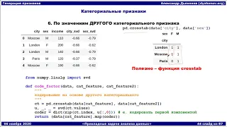 ПЗАД2020. Лекция 17. Генерация признаков  (часть 2)