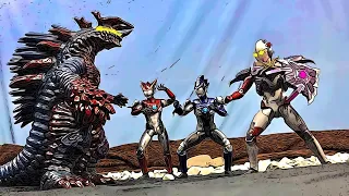 New Generation Heroes Ultraman X, Rosso, & Blu vs Zaigorg | Ultraman Stop Motion | LJPL Animation