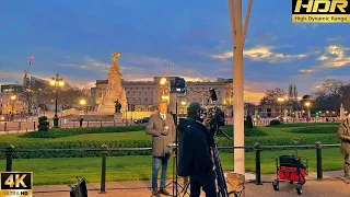 London sunset walk | Buckingham Palace and News reporters for Harry and Meghan [4K HDR]