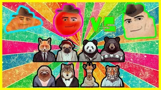 meme Gegagedigedagedago vs fox, pug, bear, panda, sloth, wolf, giraffe and tiger!