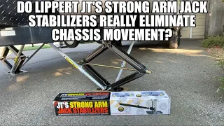 Lippert JT'S Strong Arm RV Jack Stabilizer Kit - Installation and Testing Before & After Movement