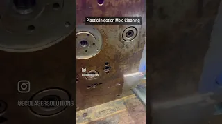 Plastic mold injection tool being laser cleaned.