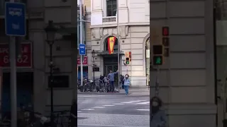 Hombre intenta quitar la bandera de España