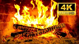 4K Crackling Fireplace & Burning Logs 🔥 Relaxing Fireplace (12 Hours) Stress Relief, Sleep, Relax