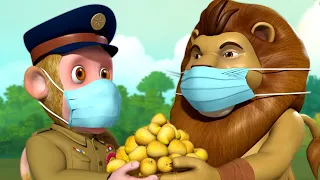 Police Bandar Mama Aaye, Mask Pehenkar Baahar Jaaye | Hindi Rhymes for Children | Infobells