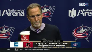 John Tortorella postgame press conference after Blue Jackets' shutout home loss to Flames