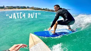 BIG COLLISION AT BEACH BREAK | POV SURFING