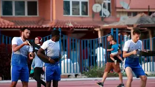 Derrick Nsibambi training for the Egypt cup