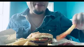 Eating Whisper ASMR Mukbang Sounds- Burger King Whopper & French Fries 🍔🍟