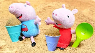 Свинка Пеппа и Джордж в песочнице! Веселое видео для детей про игры в песок