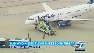 Angry JetBlue passenger makes bomb threat after missing his flight at LAX