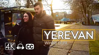 YEREVAN Walking Tour, Winter Light, Armenia, Feb 10, 2023, 4K 60fps