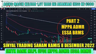 PART 2 Sinyal Kamis 8 Desember 2022 Rekomendasi saham scalping trading MPPA ADMR ESSA BRMS Analisa