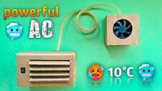 How to make powerful mini AC at home || double cooling power || diy cardboard ac