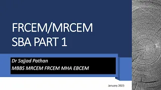 MRCEM Intermediate/FRCEM Final SBA January 2023