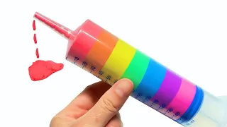 Satisfying Video | How To Make Rainbow Syringe With Kinetic Sand Cutting ASMR #52 Kiki Sand