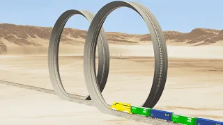 Trains vs Double Loop 😱 - Beamng Drive