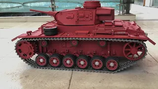 1/6 scale Panzer III RC tank test run with sound module