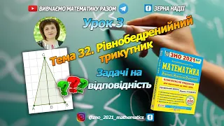 Тема 32. Рівнобедрений трикутник. Задачі на відповідність