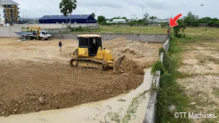 New Action Part10 Project Will Be Complete Soon !! Bulldozer Spreading Stone Into Water With Trucks