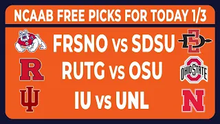 3 FREE College Basketball Betting Tips, Picks and Predictions for Today, Wednesday 1/3/2024