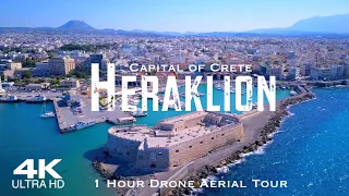 [4K] HERAKLION 🇬🇷 Ηράκλειο 2024 | 1 Hour Drone Aerial Relaxation of Iraklio CRETE GREECE Κρήτη