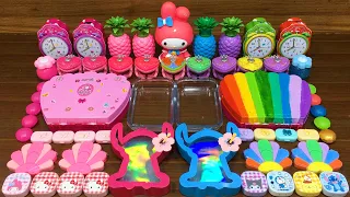 11102023 CUN RAINBOW vs PINK Mixing random into CLEAR SLIME ! Satisfying Cun Slime #443