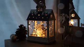 Светильник новогодний Домик, деревянный ночник "Дом", 20х12х29 см