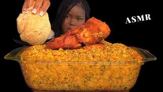 ASMR FUFU & EGUSI SOUP MUKBANG |chicken wings|Nigerian food (Talking) Soft Eating Sounds| Vikky ASMR