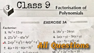 Class 9 Ex 3A Factorisation of polynomials Q1 to Q34 | CBSE | RS Aggarwal | Rajmith study