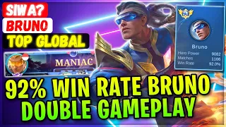 92% Win Rate Bruno MANIAC Double Gameplay [ Top Global Bruno ] SIWA? - Mobile Legends Emblem Build