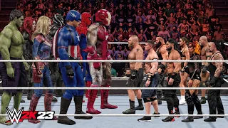 WWE 2K23 30 Giant Avengers vs Mini WWE Superstars Royal Rumble Match!