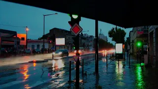 Walking in the Heavy Rain on boulevard Bordeaux 4k France| ASMR Rain wet traffic sounds for sleeping