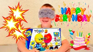 Битва боевых роботов YCOO робокомбат желтый vs синий взрыв шариков День рождения Ярослава  Подарки