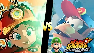 Mario Strikers Battle League Team Daisy vs Team Diddy Kong in Jungle Retreat